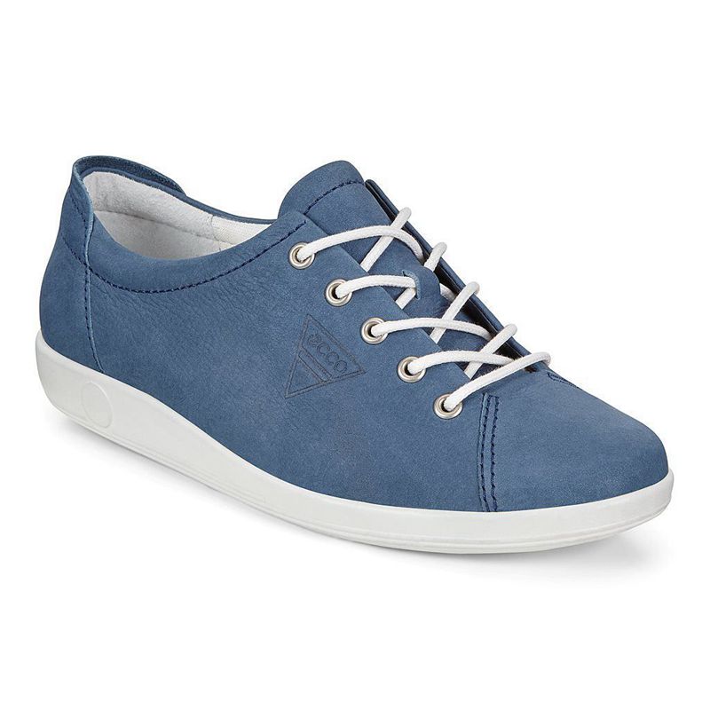 Women Flats Ecco Soft 2.0 - Sneakers Blue - India WQYSDM436
